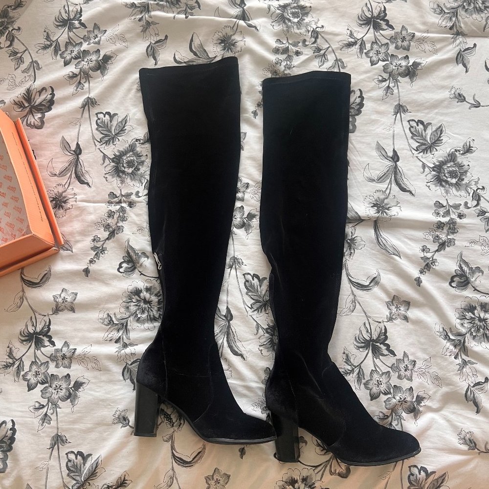 Black Velvet Knee Hight Boots
